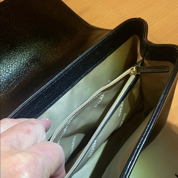 Brahmin Rosalie Black Gryphon Leather Shoulder Bag with Gold Chain - Picture 10 of 16